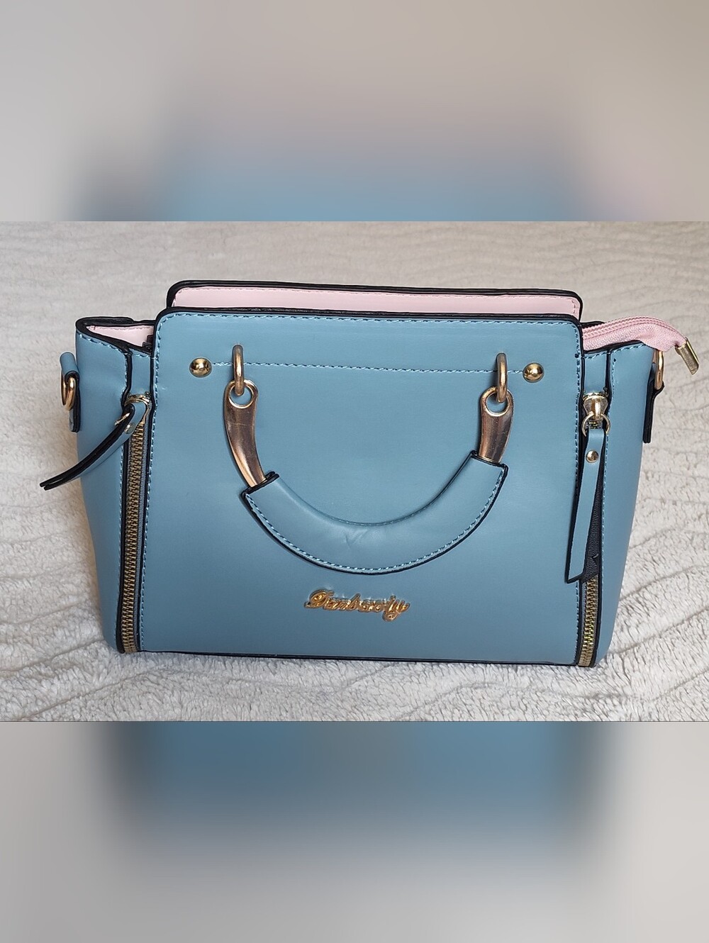 NWOT! Danbaoly Light Blue Bag- Silver Double Handles